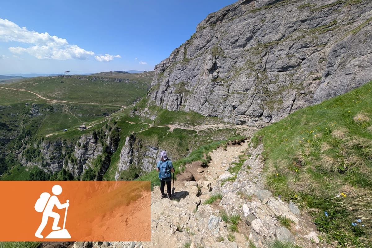 Hiking on a mountain trail